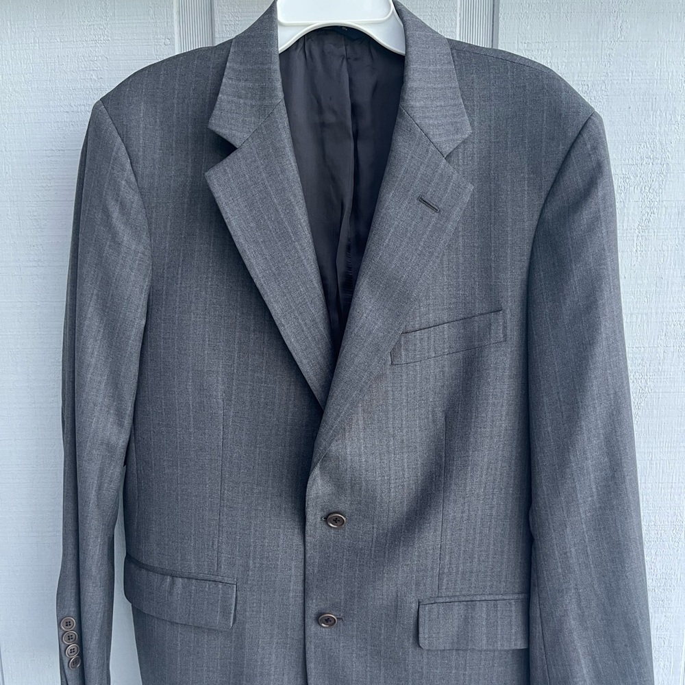 VTG Brooks Brothers 1818 Madison Gray Pinstripe Saxxon Wool Blazer 40R USA EUC